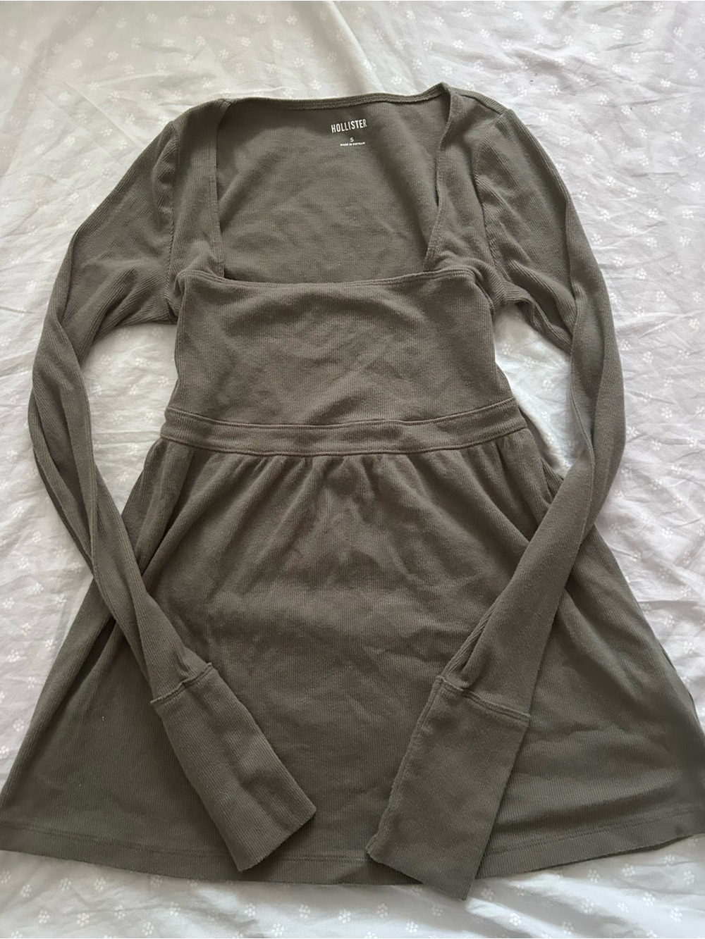 Hollister Olive green Scoop Neck Long Sleeve babydoll top - Picture 7 of 9